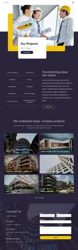 Building And Construction Projects Table CSS Template