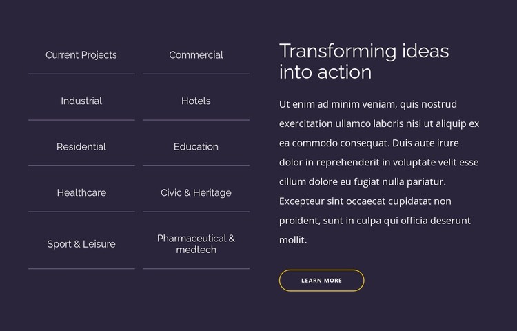 Transforming ideas into action CSS Template