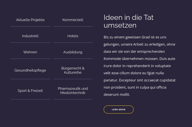 Ideen in die Tat umsetzen CSS-Vorlage