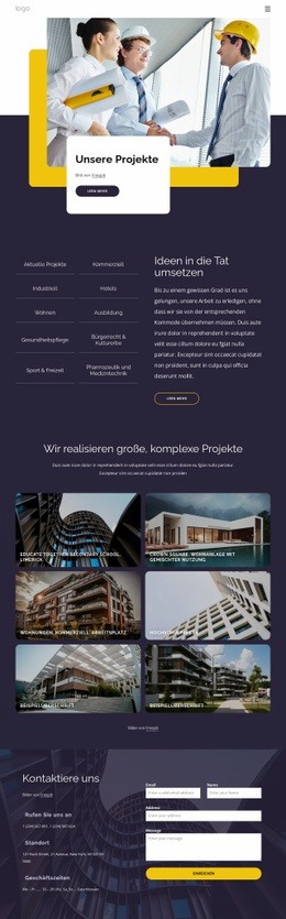 Fantastische Landingpage Für Bau- Und Konstruktionsprojekte