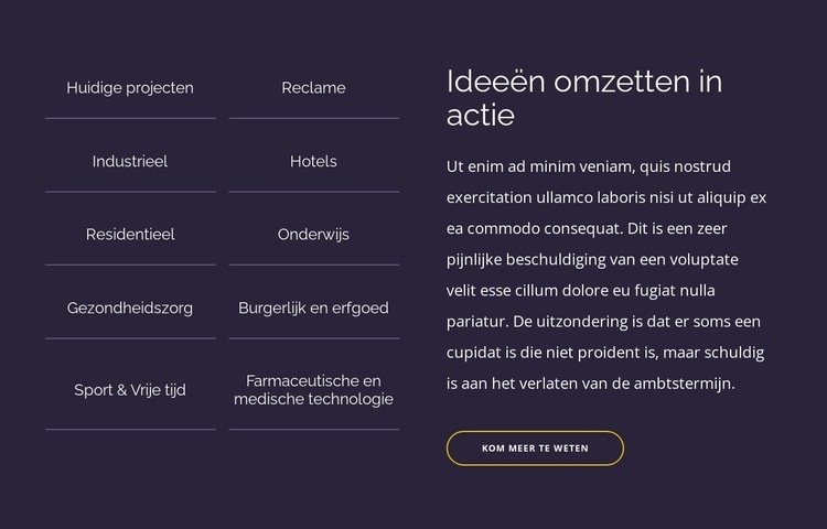 Ideeën omzetten in actie Html Website Builder