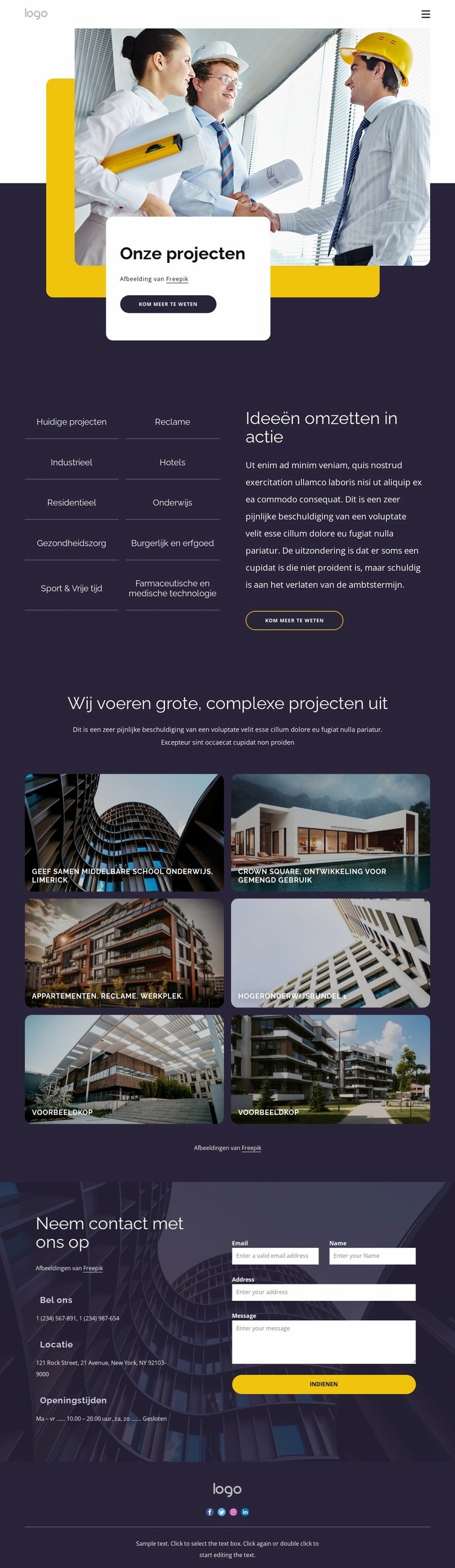 Bouw- en constructieprojecten Website mockup