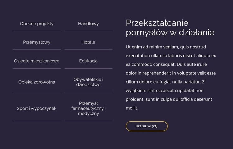 Przekształcanie pomysłów w działanie Szablony do tworzenia witryn internetowych