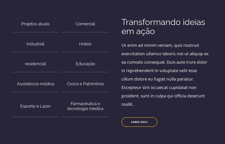 Transformando ideias em ação Modelo HTML5