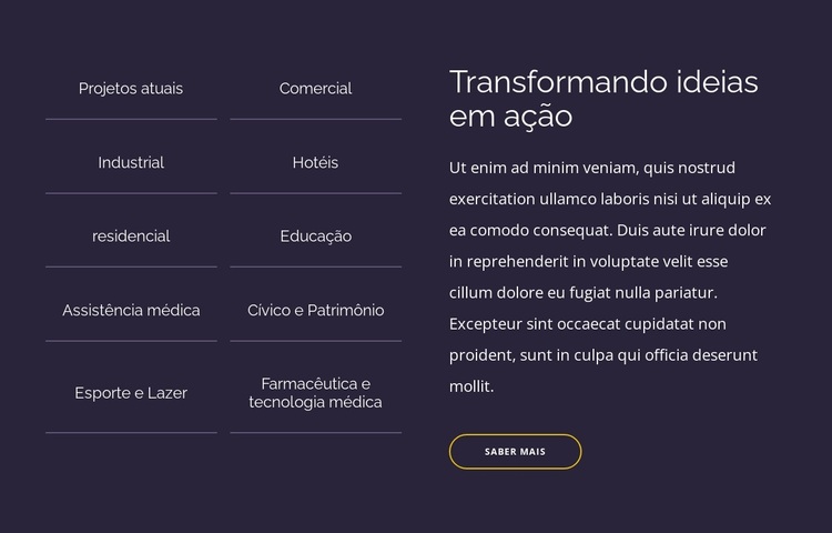 Transformando ideias em ação Tema WordPress