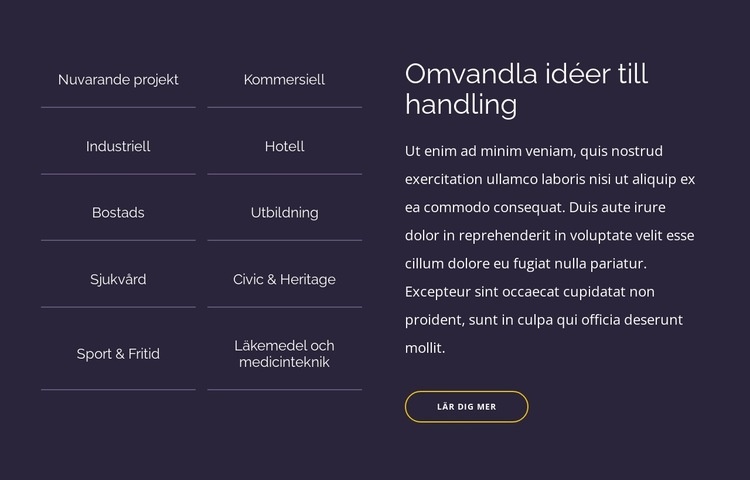 Omvandla idéer till handling CSS -mall