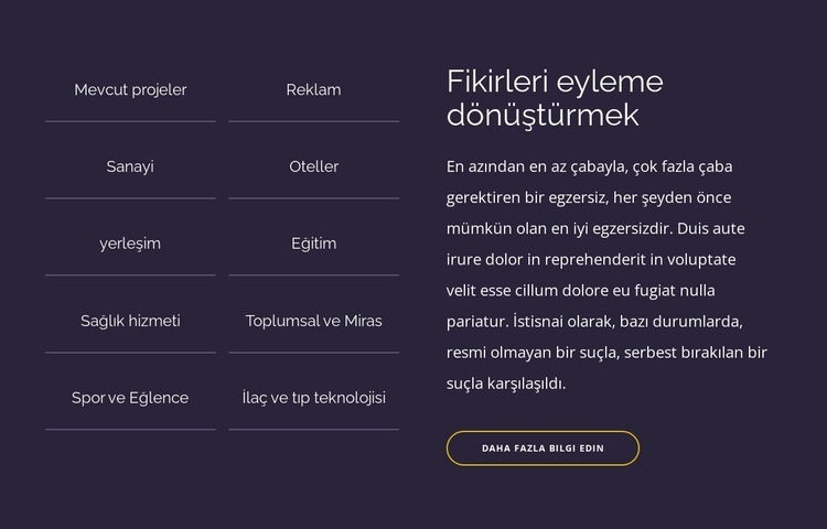 Fikirleri eyleme dönüştürmek Web Sitesi Oluşturucu Şablonları