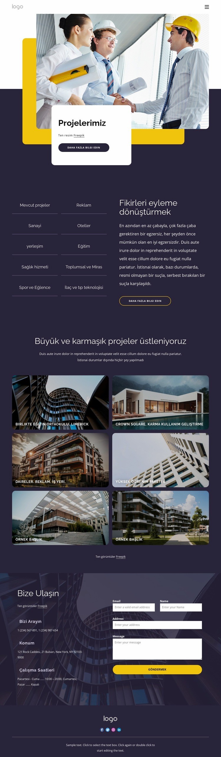 Bina ve inşaat projeleri Web sitesi tasarımı