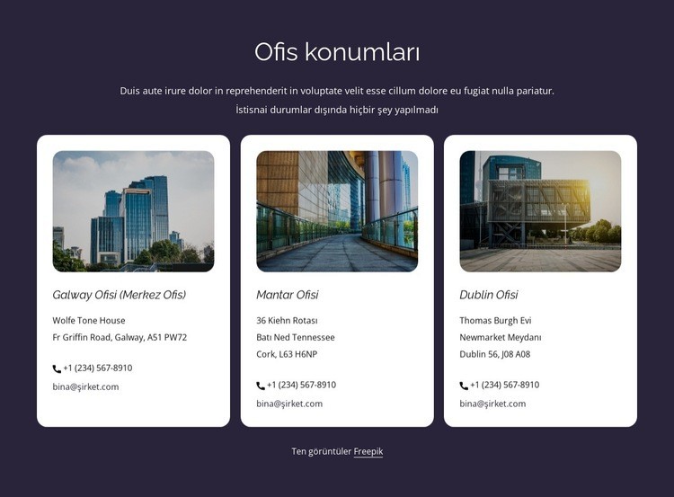Ofis konumları Web sitesi tasarımı