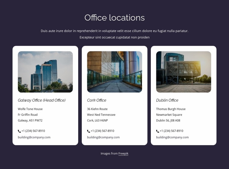 Office locations Website Mockup