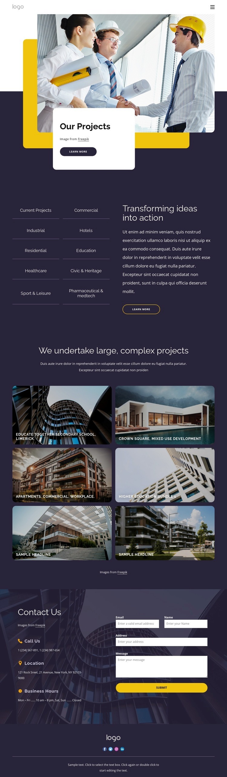 Building and construction projects Wix Template Alternative