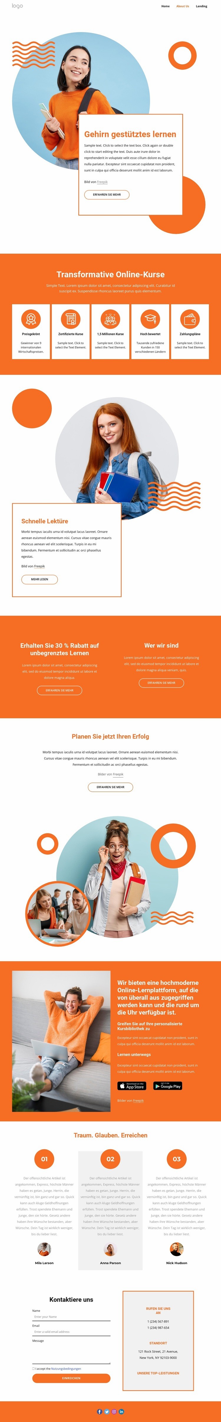 Gehirn gestütztes lernen Website-Modell