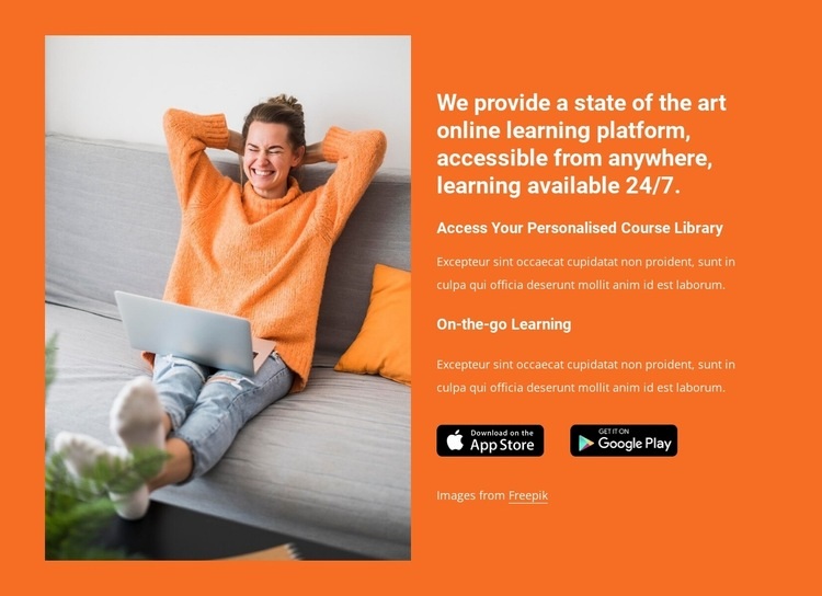 Online learning platform Elementor Template Alternative