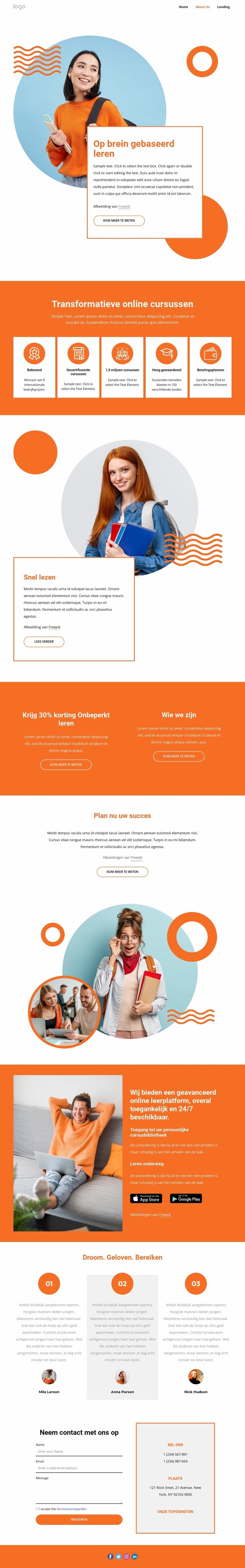 Op brein gebaseerd leren Website ontwerp