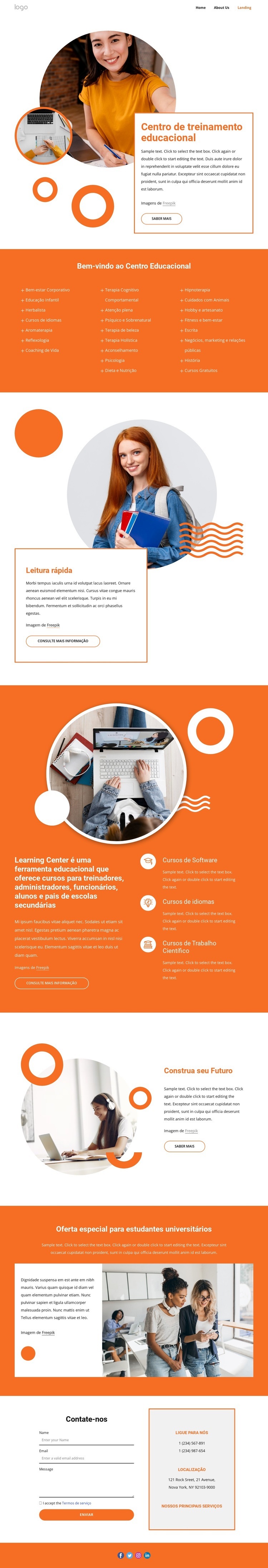 Centro de treinamento educacional Design do site