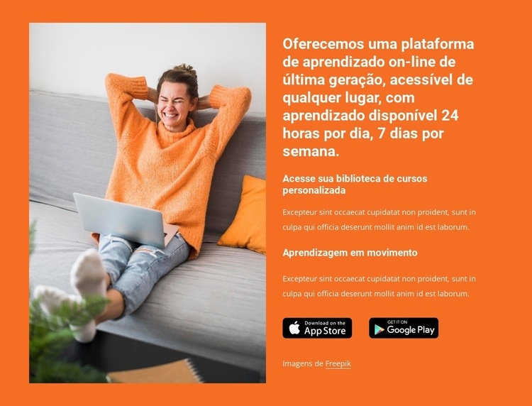 Plataforma de aprendizagem on-line Modelo de uma página