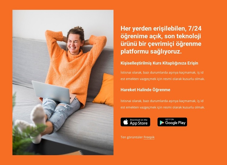 Çevrimiçi öğrenme platformu HTML Şablonu