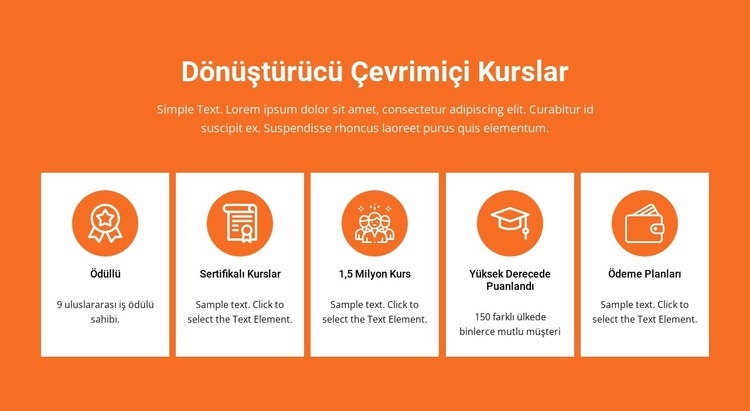 Dönüştürücü çevrimiçi kurslar Bir Sayfa Şablonu