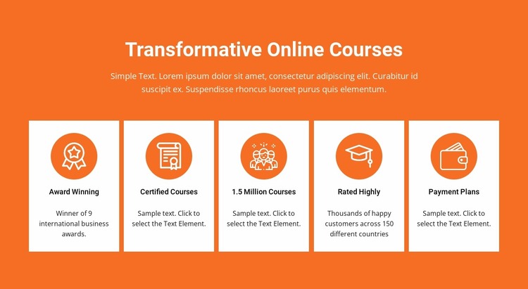 Transformative online courses Website Mockup