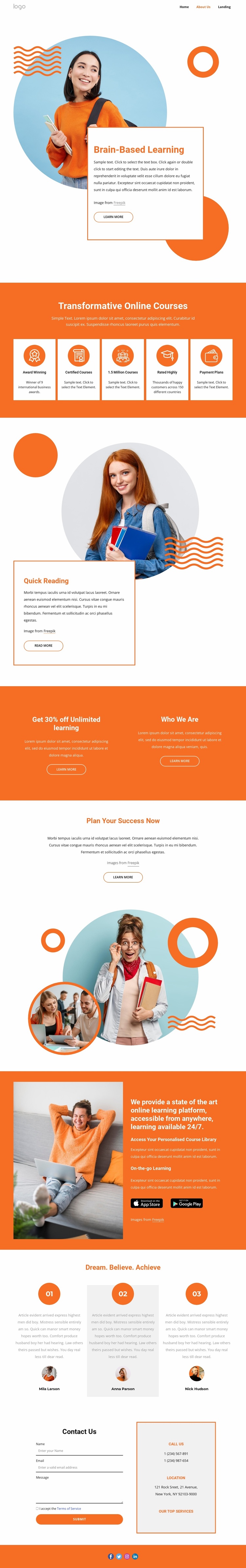 Brain-based learning Landing Page