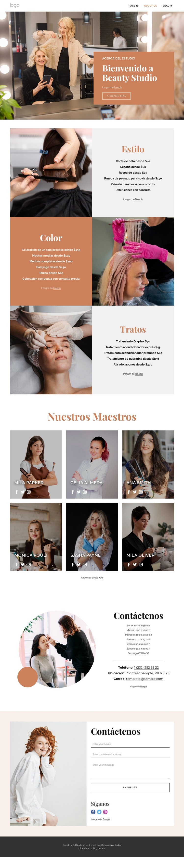 We offer nails, facials, waxing, massages Plantilla de sitio web