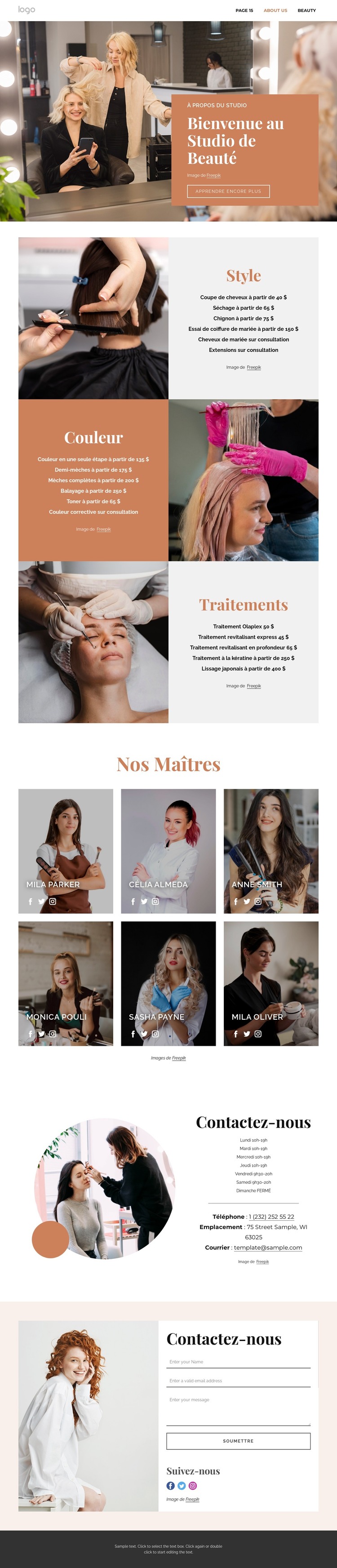 We offer nails, facials, waxing, massages Modèle HTML