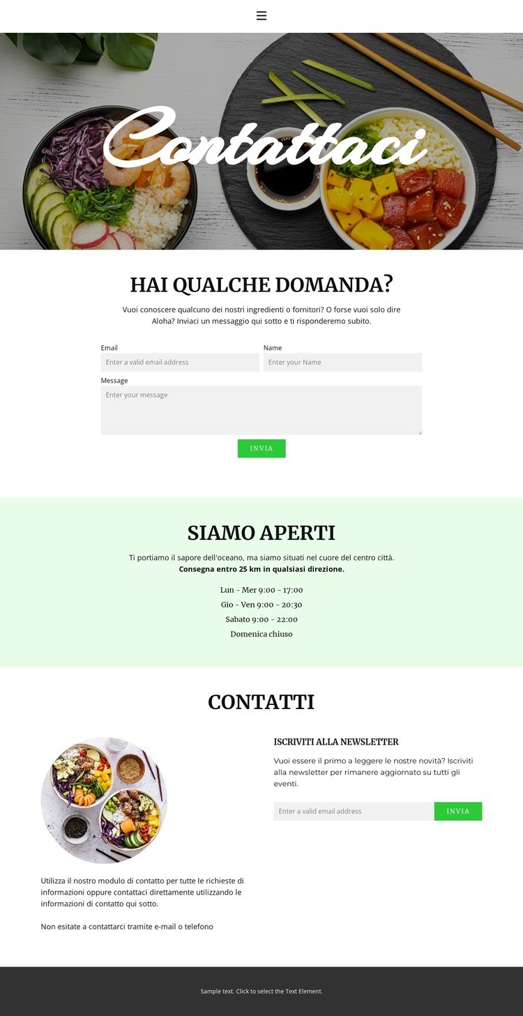 Vieni o organizza la consegna Costruttore di siti web HTML