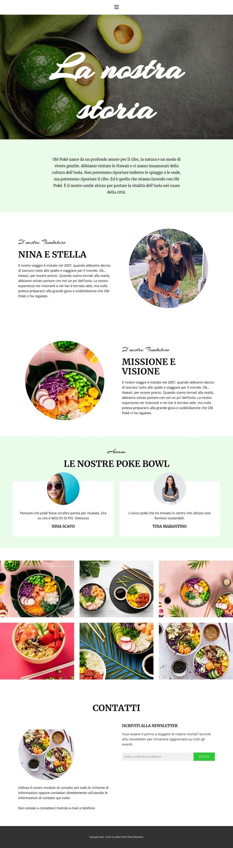 About our founder Mockup del sito web