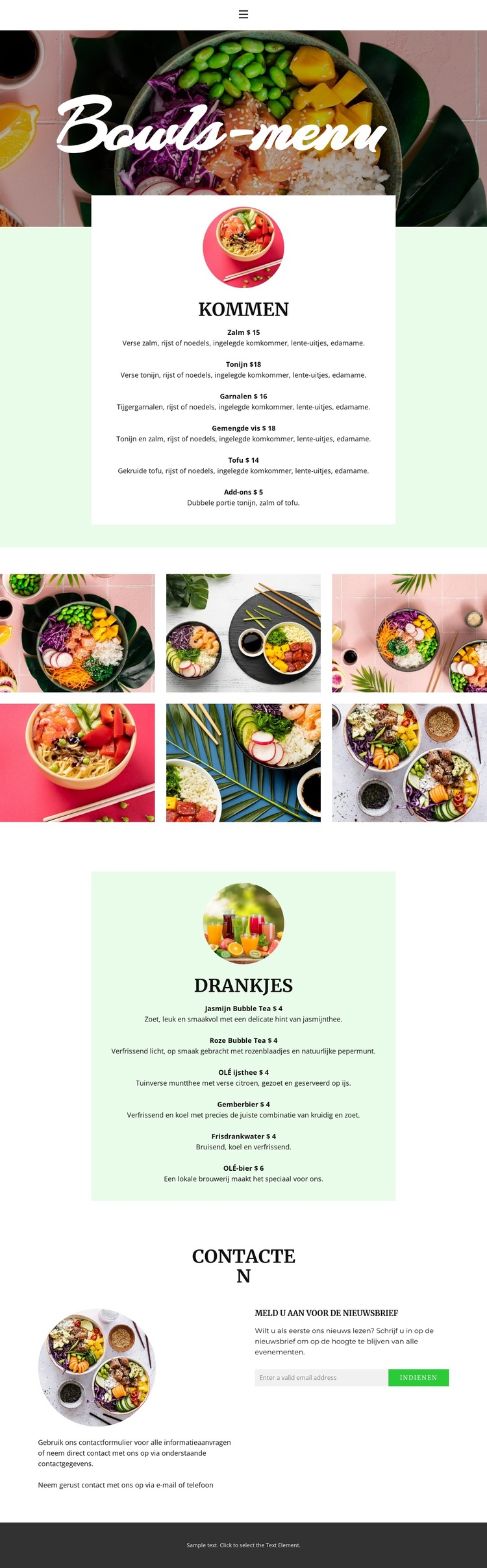 Bowl-menu WordPress-thema