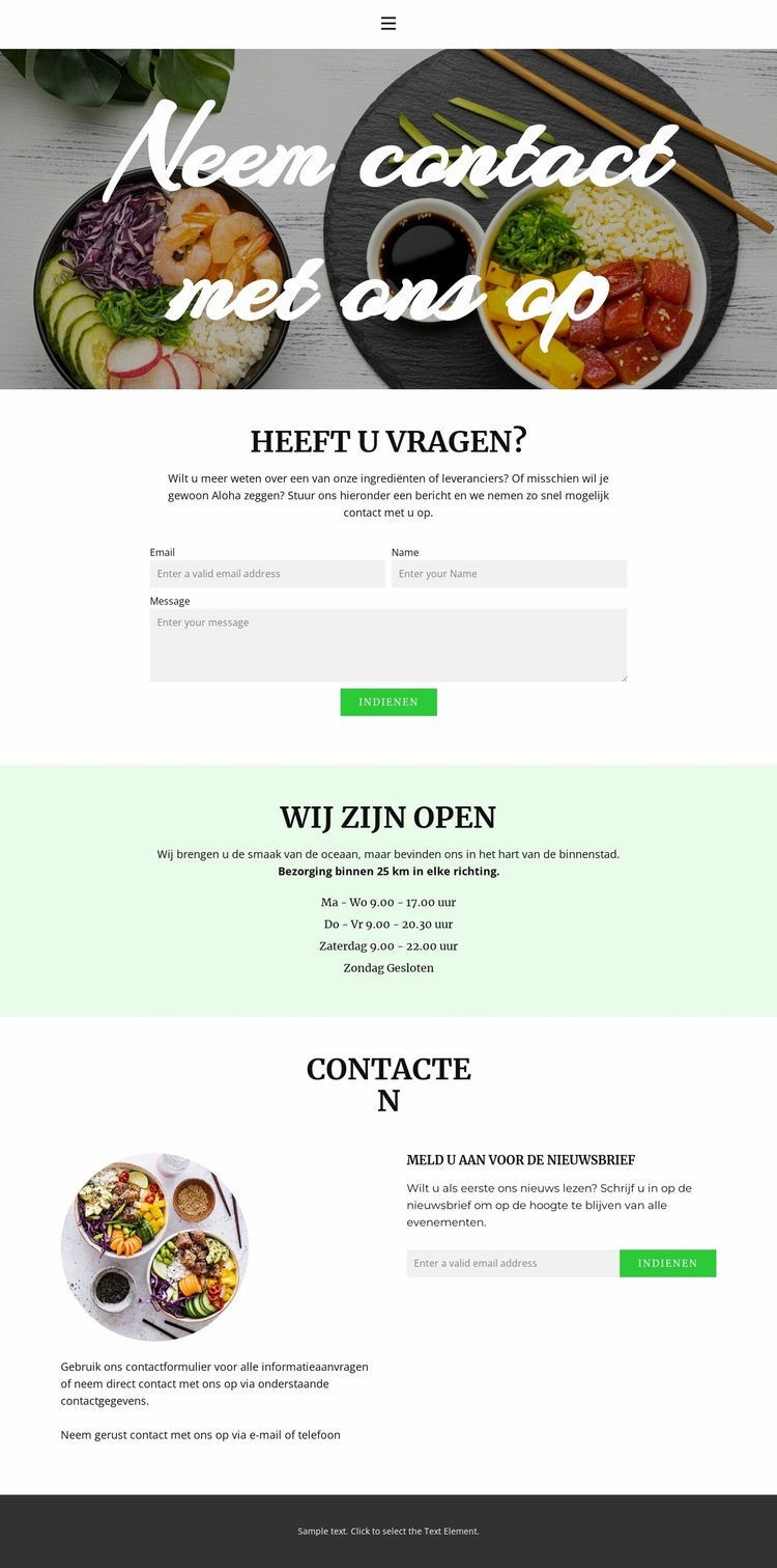 Kom langs of regel de bezorging Website Builder-sjablonen