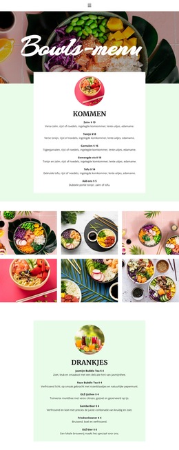 Bowl-Menu - Website-Ontwerpsjabloon