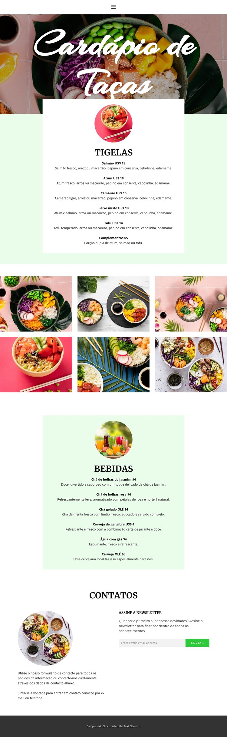 Menu tigela Template CSS