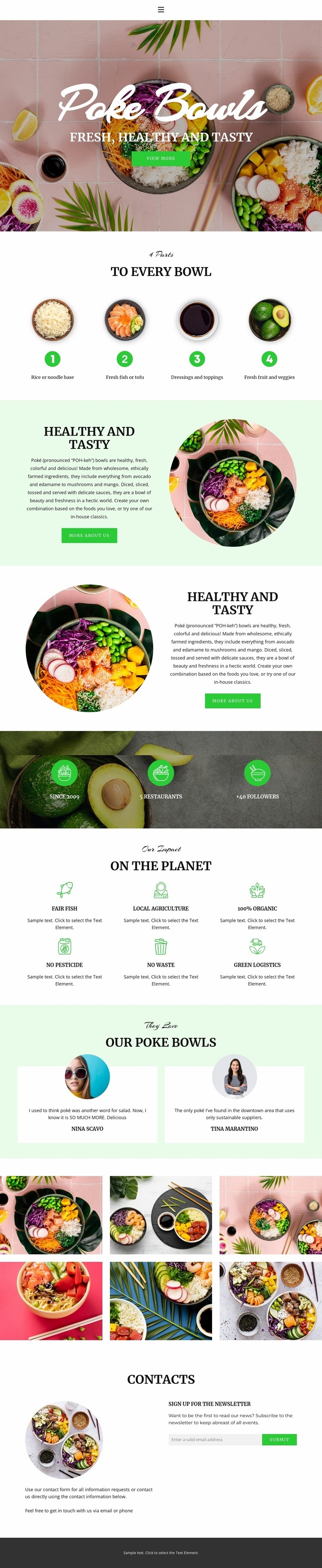 Fresh healthy and tasty Web Page Design