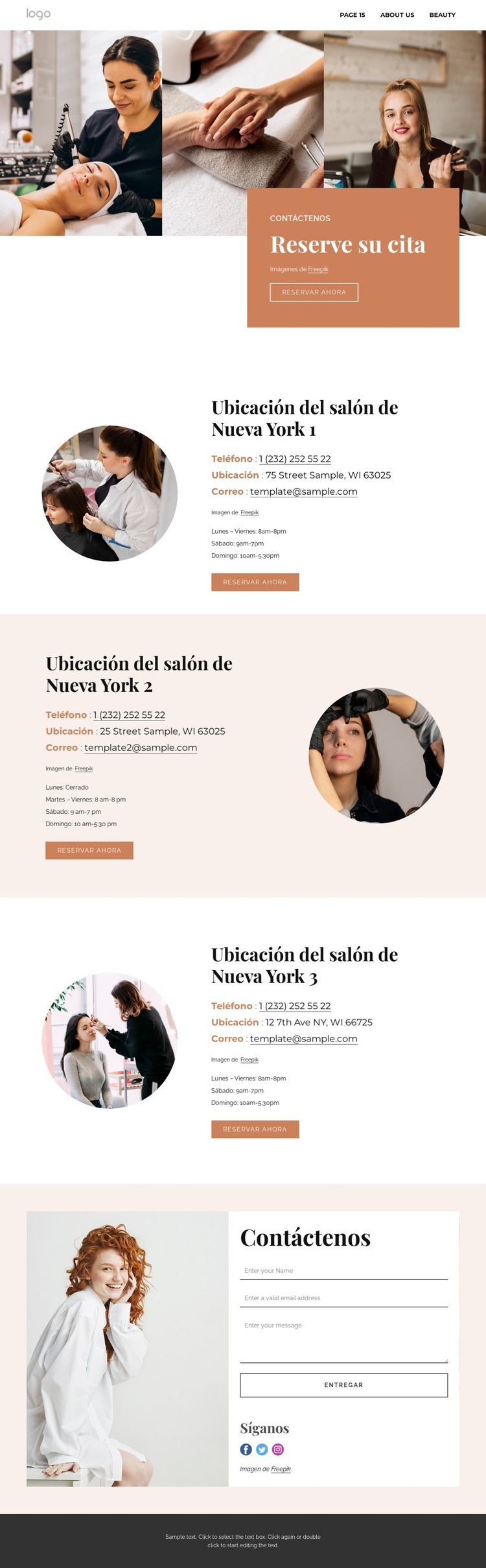 Ponte en contacto con el glamour Diseño de páginas web