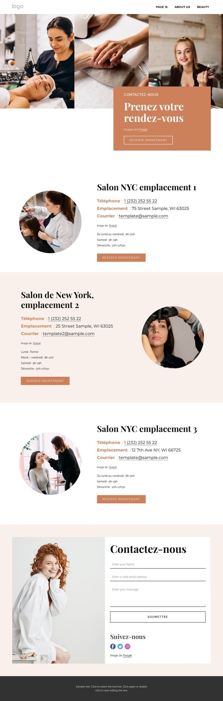 Entrez en contact avec le glamour Créateur de site Web HTML