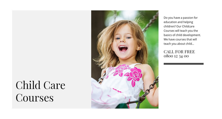 Child care courses Homepage Design