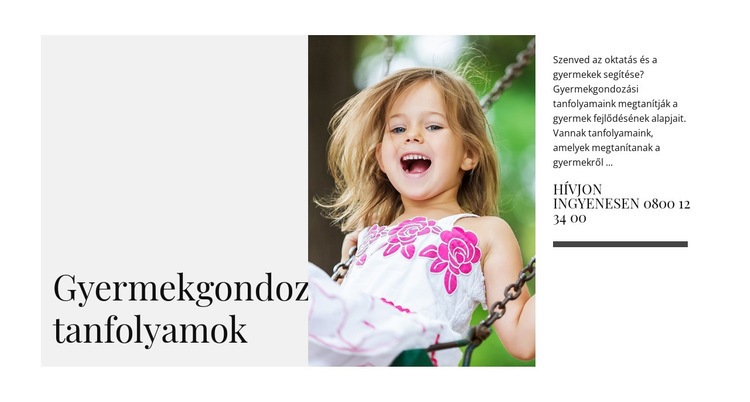 Gyermekgondozó tanfolyamok HTML Sablon