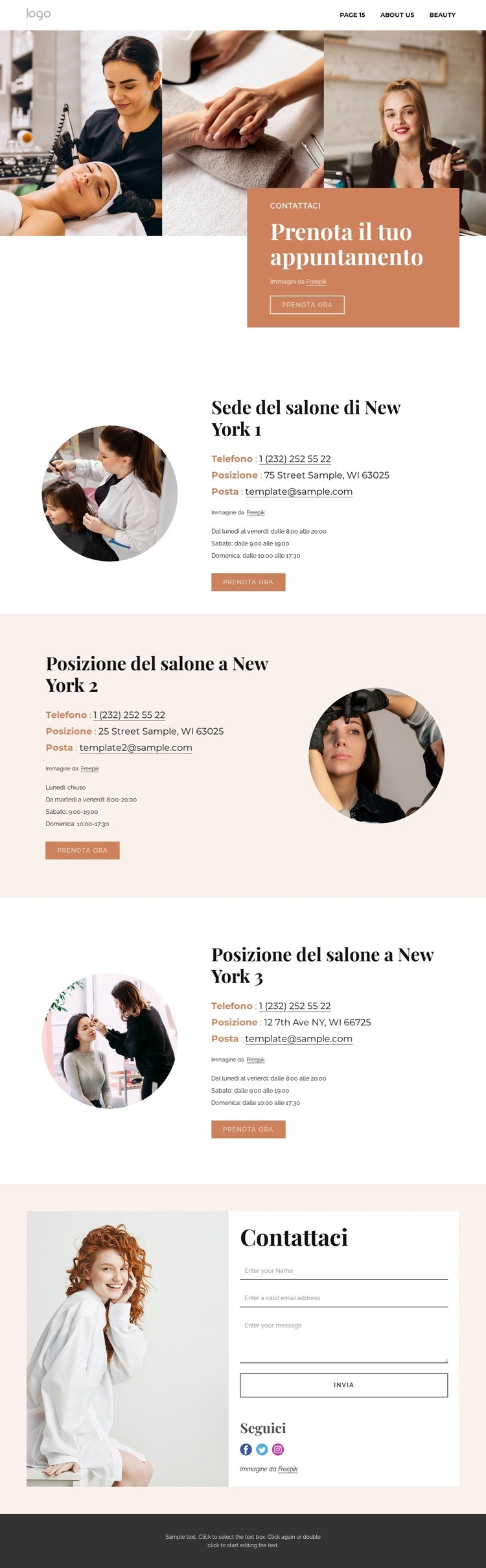 Entra in contatto con il glamour Modelli di Website Builder