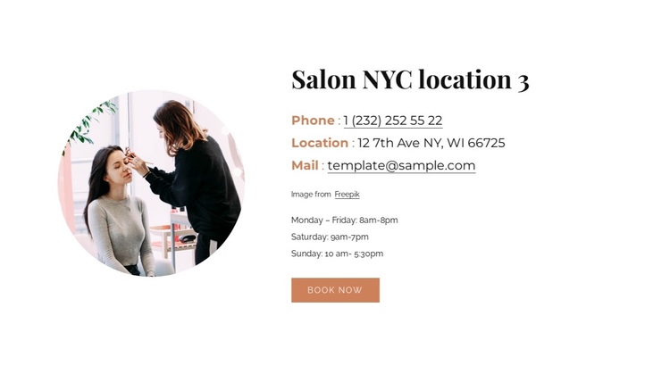 Beauty salon location One Page Template