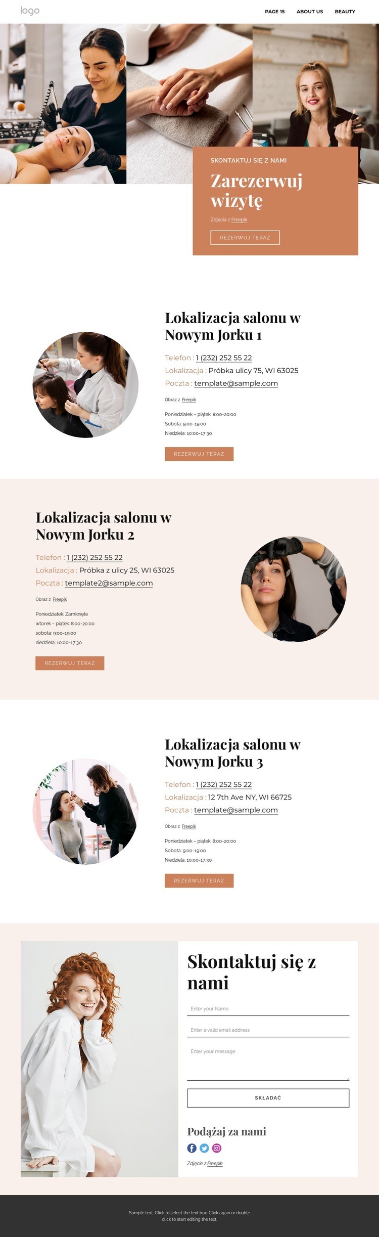 Skontaktuj się z glamour Szablony do tworzenia witryn internetowych