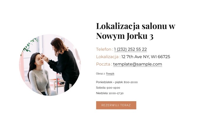 Lokalizacja salonu kosmetycznego Szablon witryny sieci Web