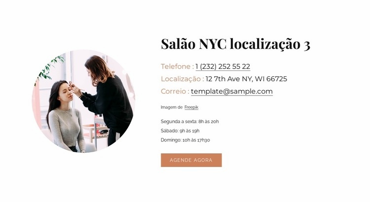 Localização do salão de beleza Construtor de sites HTML