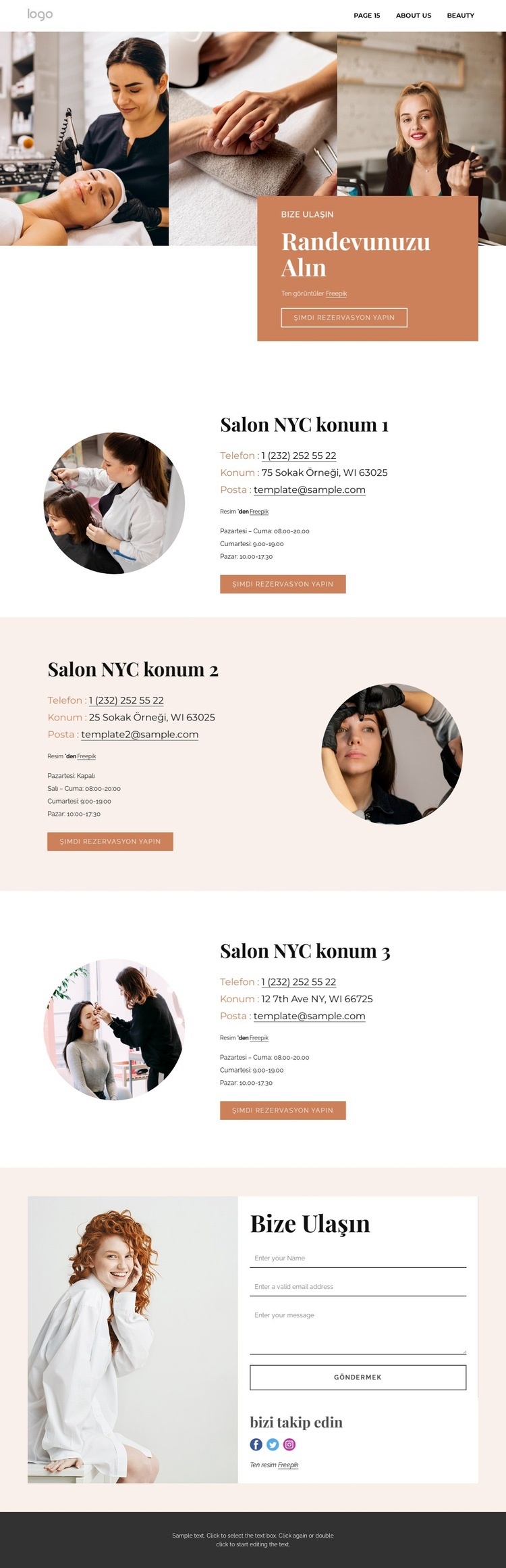 Glamour ile iletişime geçin Web Sitesi Oluşturucu Şablonları