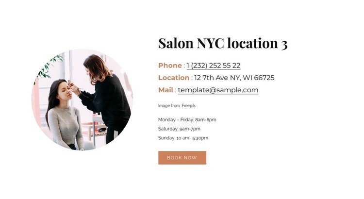 Beauty salon location Web Page Design