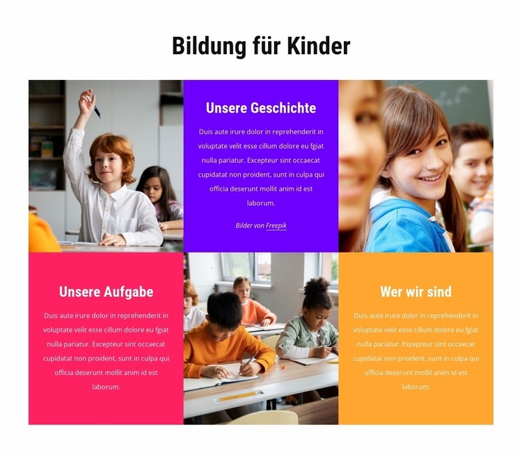 Bildung für Kinder Website-Modell