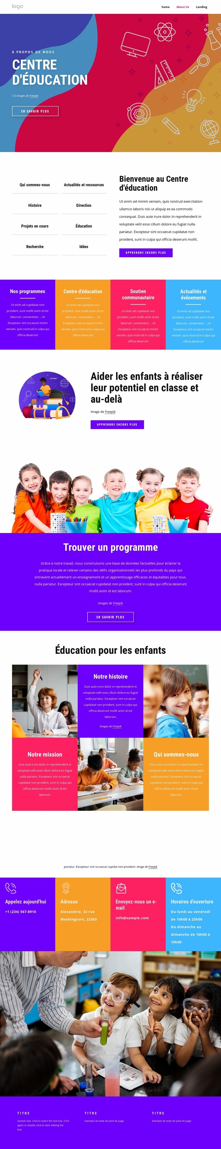 Centre familial et éducatif Modèles de constructeur de sites Web