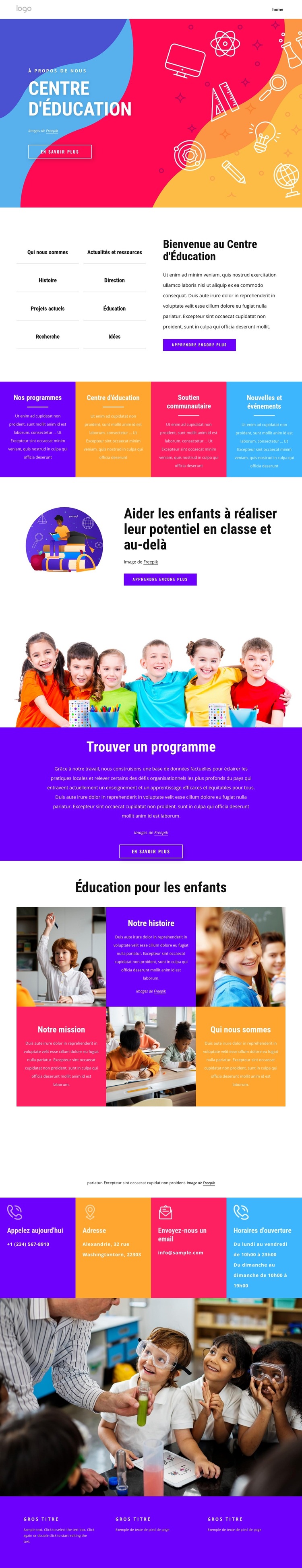 Centre familial et éducatif Modèle de site Web