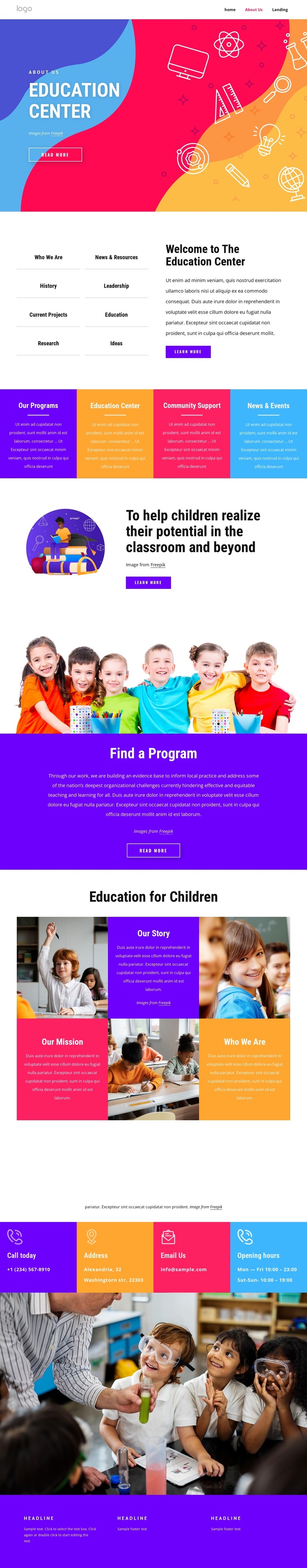 Family and education center Joomla Page Builder