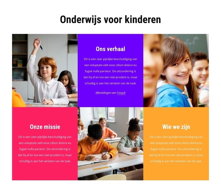 Onderwijs voor kinderen Website ontwerp