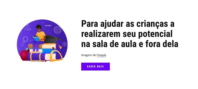 Ajudamos as crianças a concretizar o seu potencial na sala de aula Landing Page